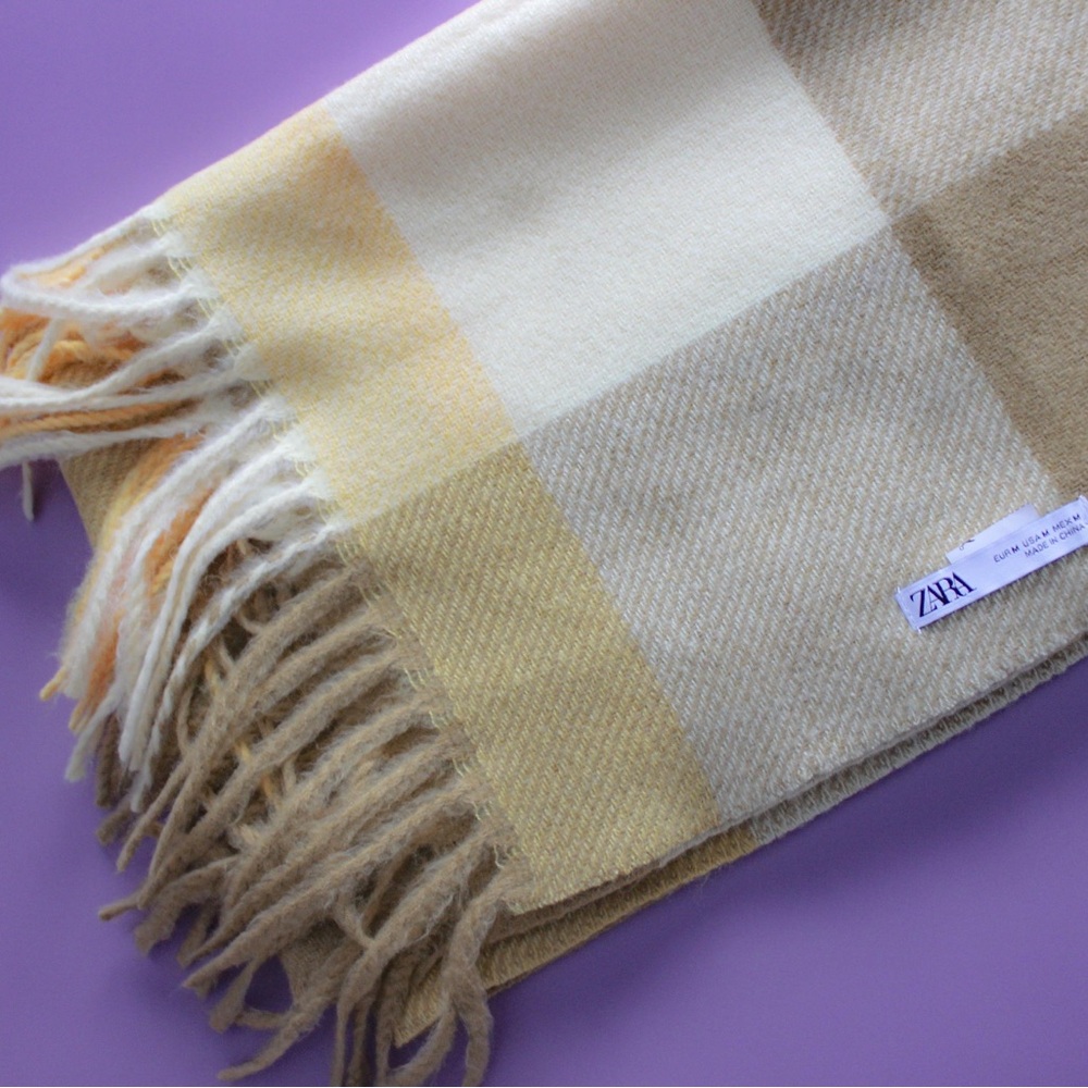 ZARA Yellow Check Pattern Scarf / Unisex
